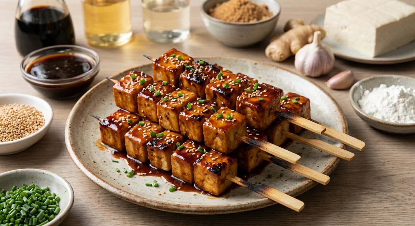 Yakitori de Tofu con Salsa Teriyaki