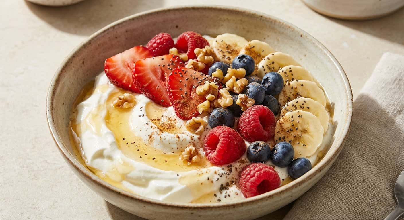 Yogur con frutas y miel