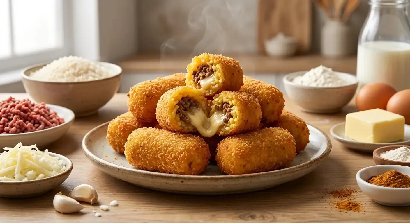 Croquetas de Arroz Rellenas de Carne y Queso