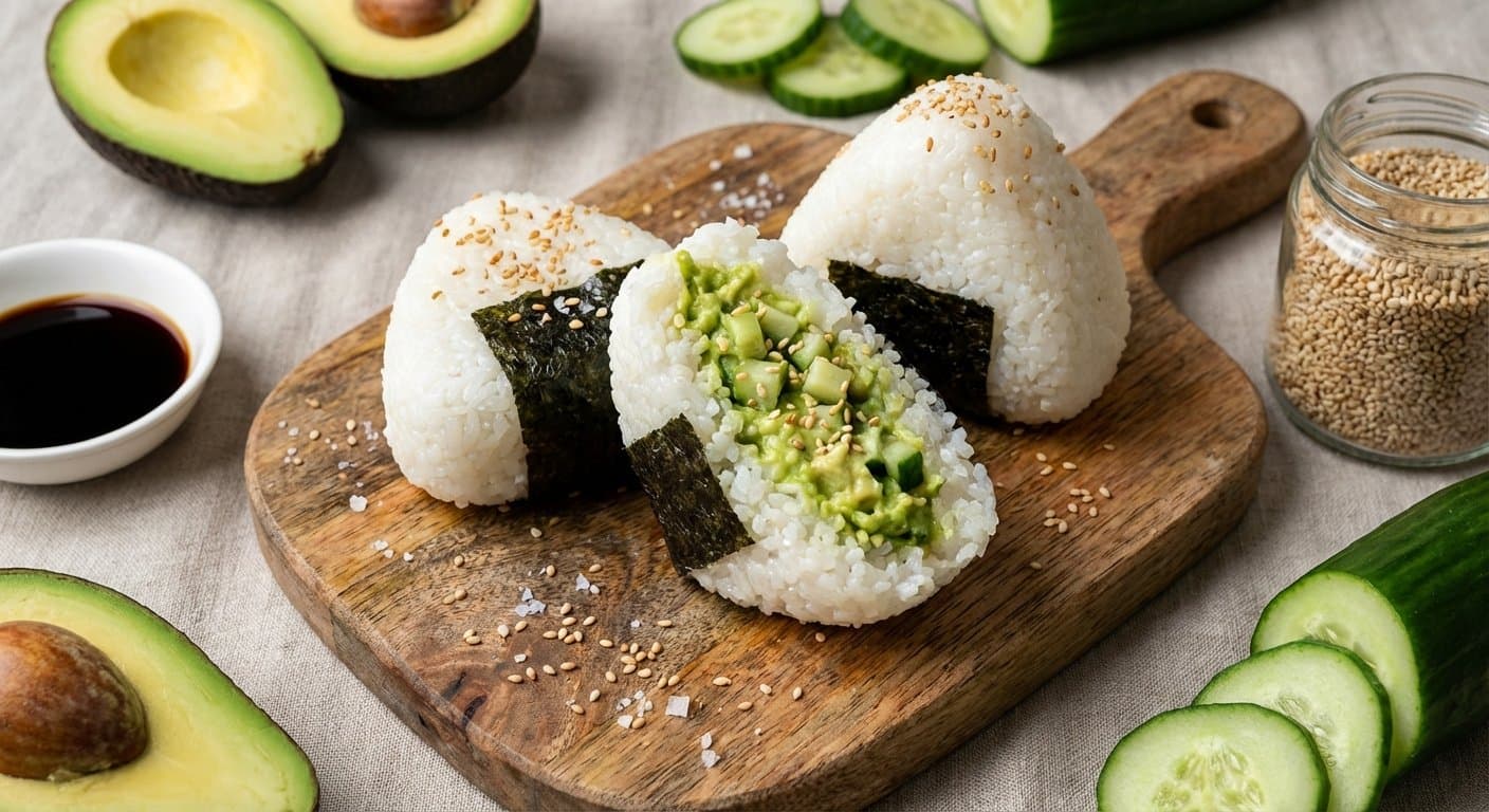 Onigiri Vegano de Aguacate y Pepino