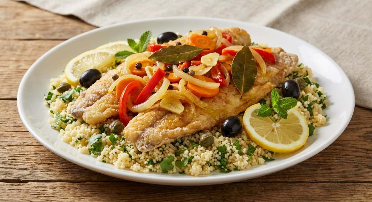 Abadejo en escabeche con couscous