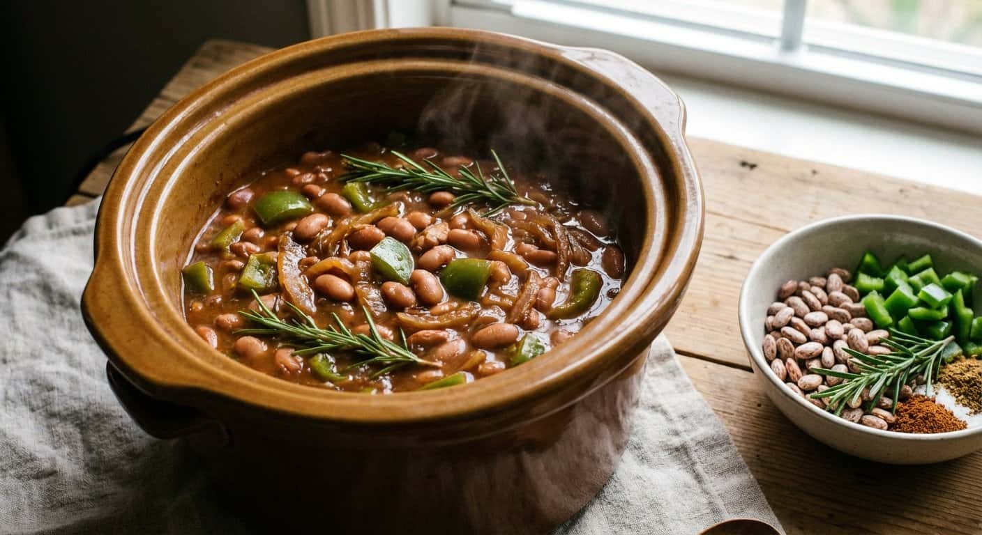 Alubias Tex-Mex con Pimiento Verde y Romero en Slow Cooker