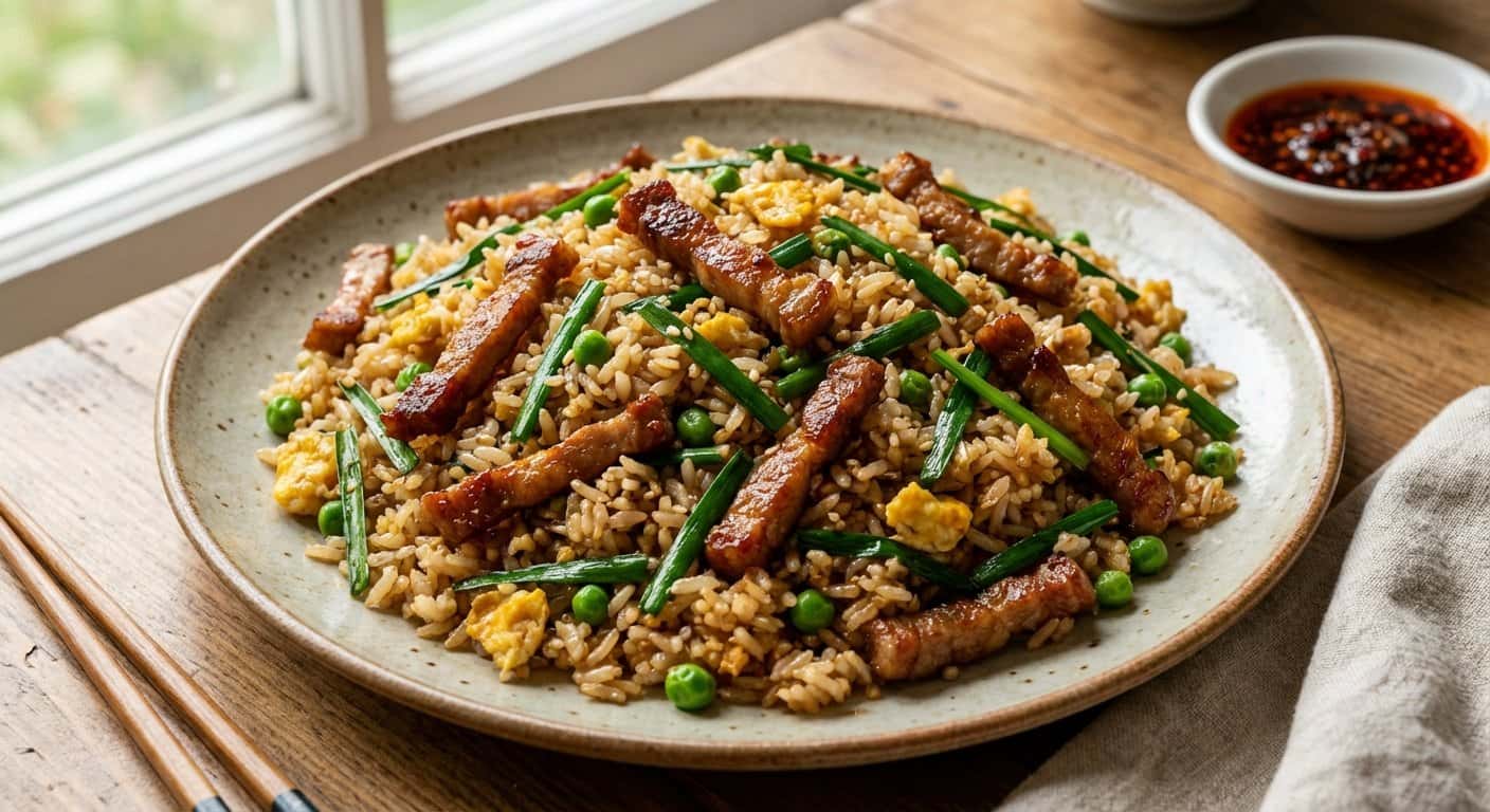 Arroz Frito Shanghainesa con Cerdo y Cebollino