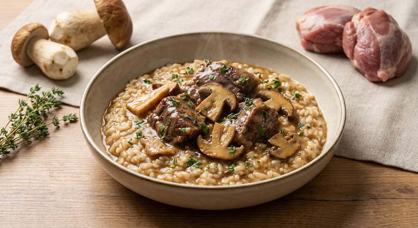 Arroz Meloso de Carrillera y Boletus