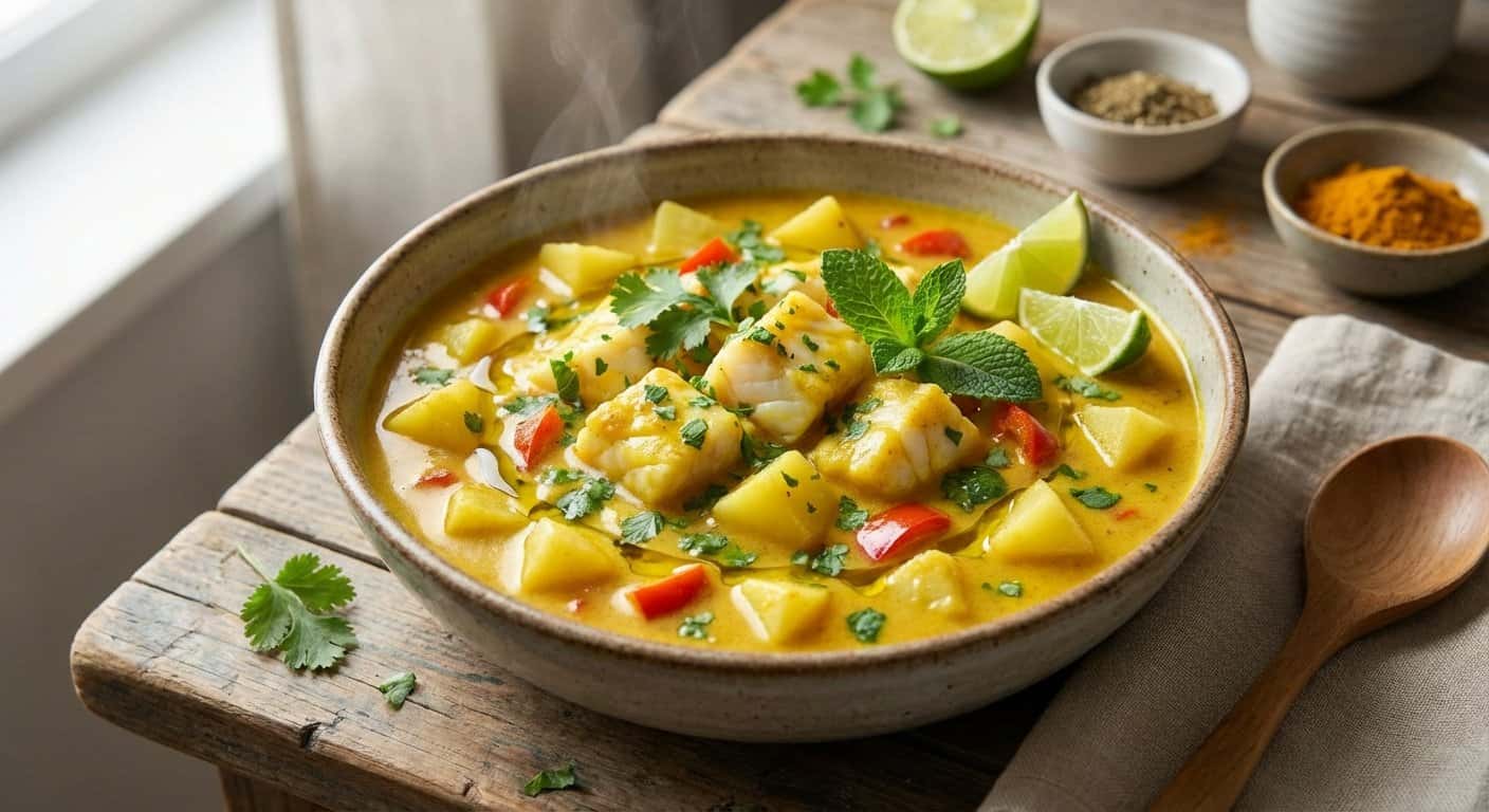 Bacalao al Curry con Hierbas Frescas