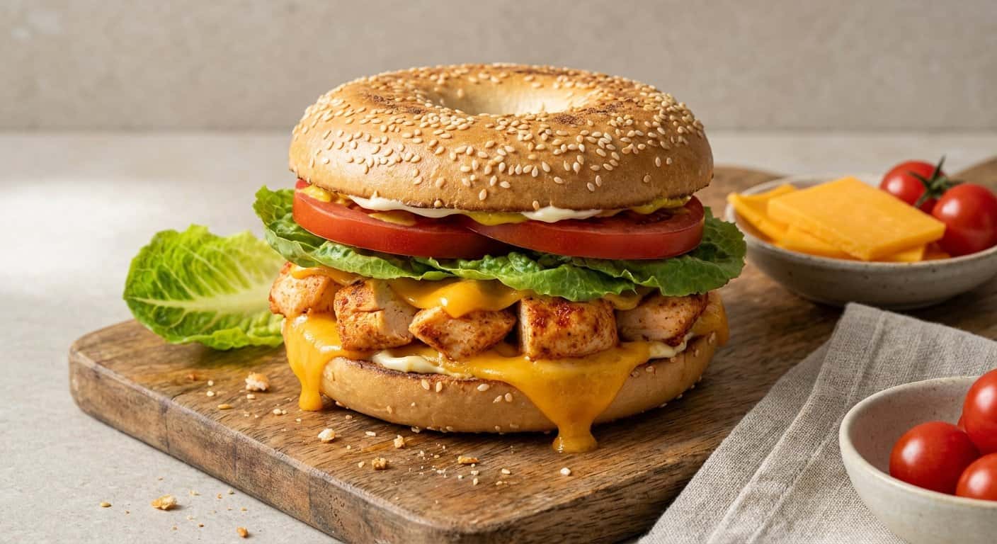 Bagel con Cheddar y Pollo