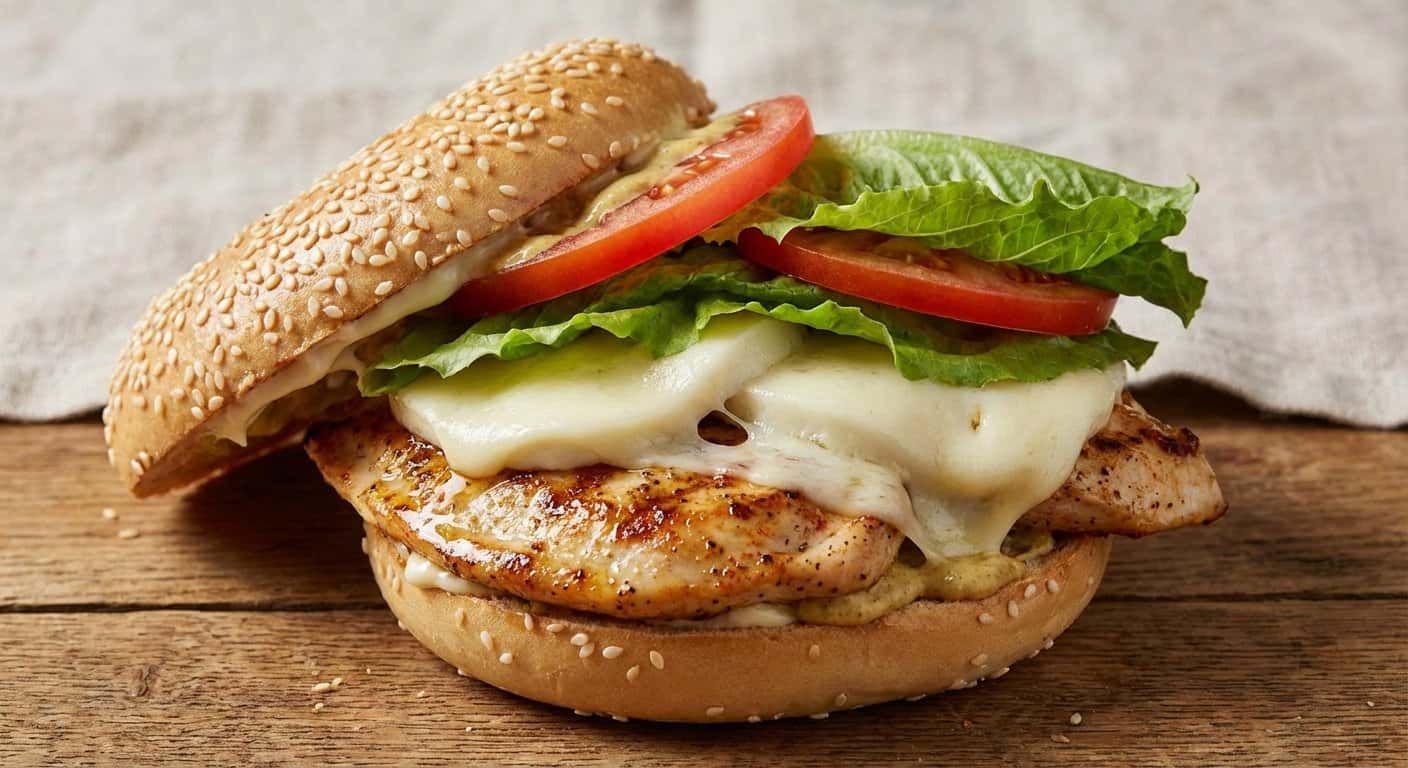 Bagel con Mozzarella y Pollo