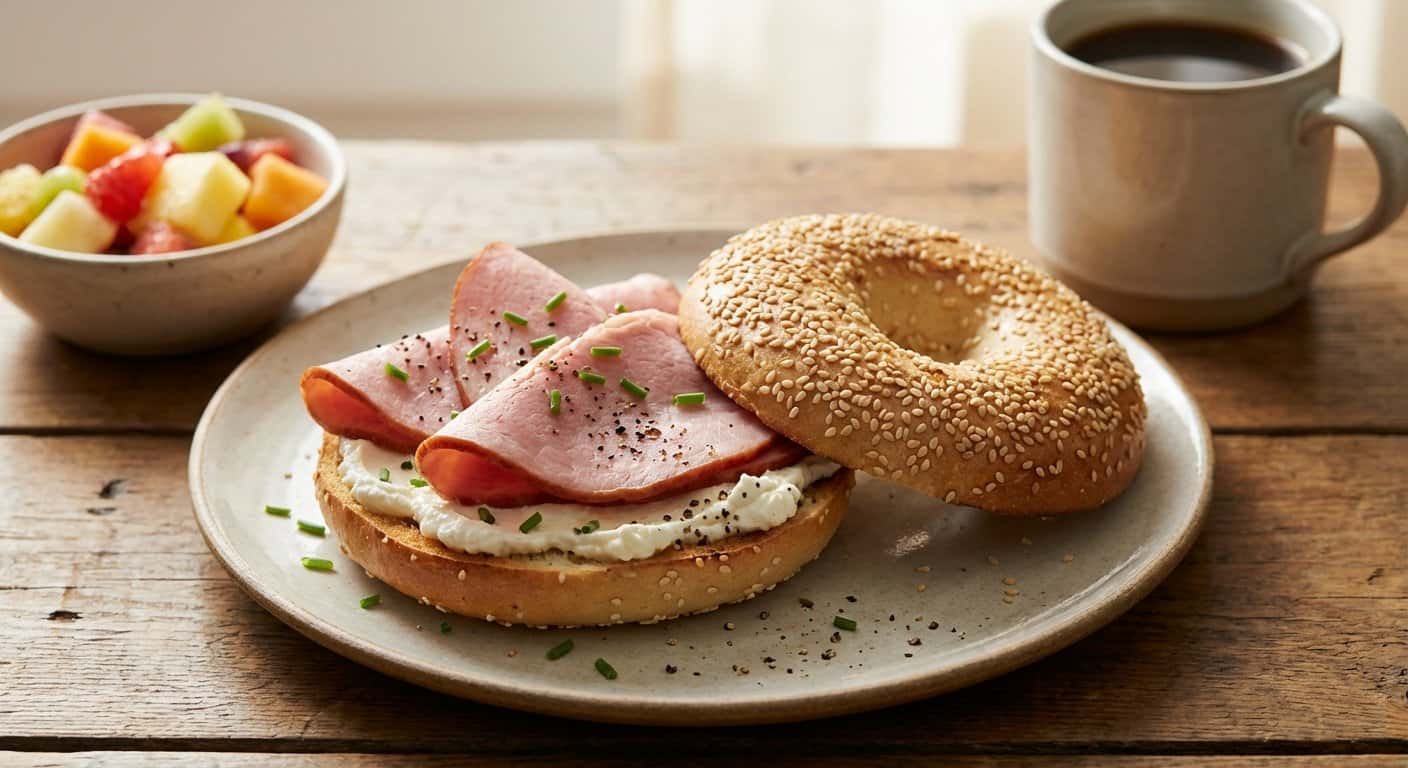 Bagel con Queso Fresco y Jamón