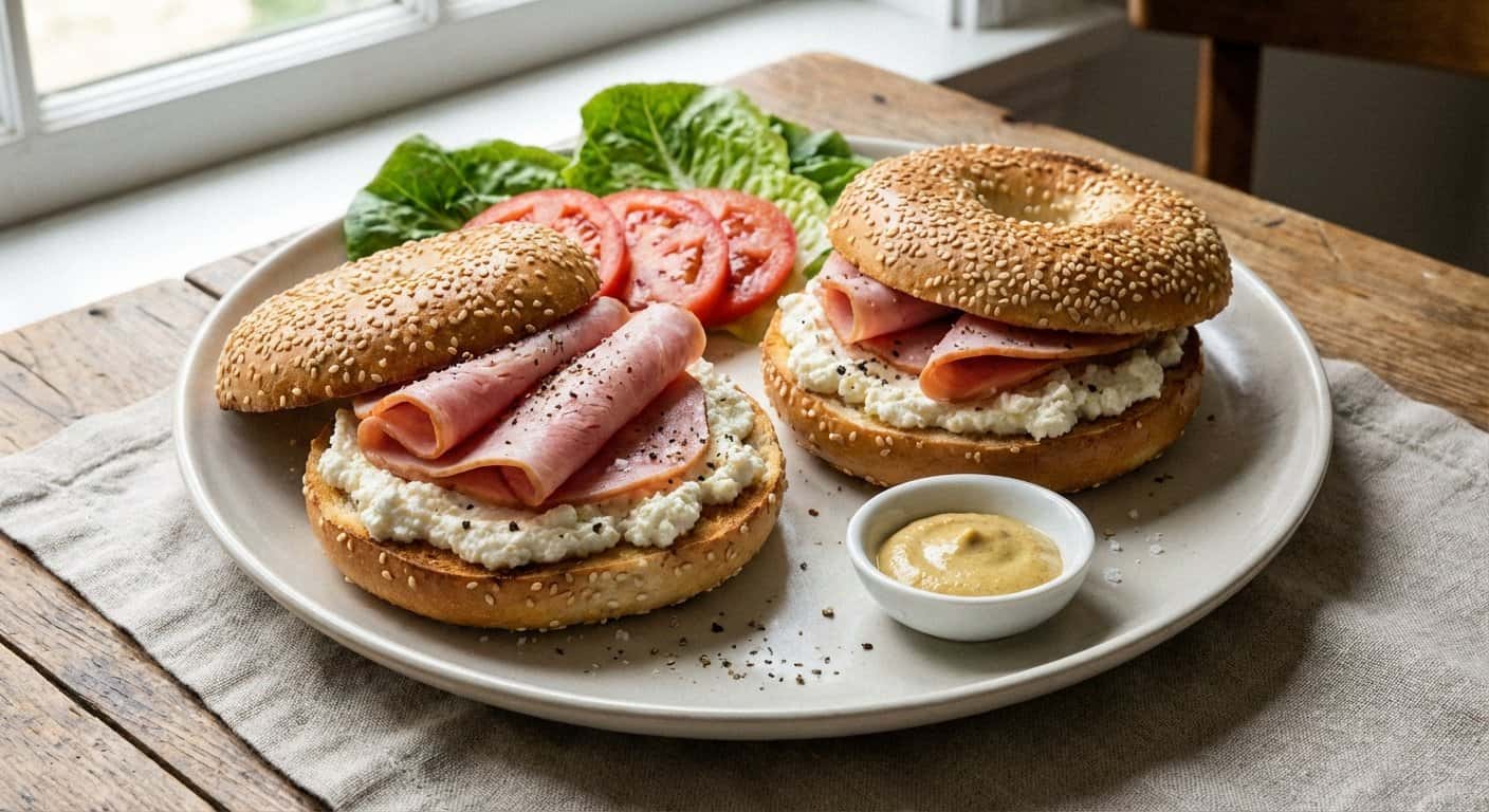 Bagel con Requesón y Jamón