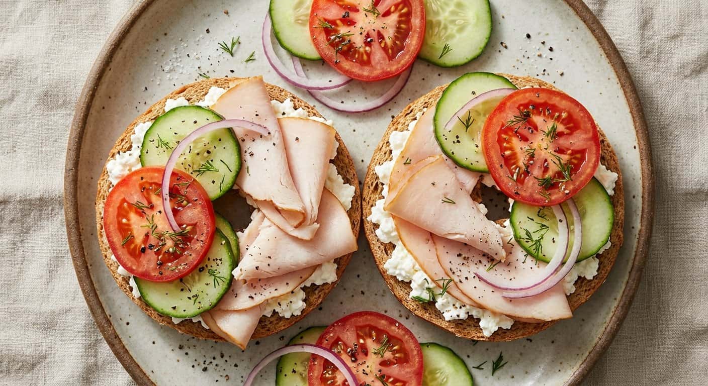 Bagel con Requesón y Pavo