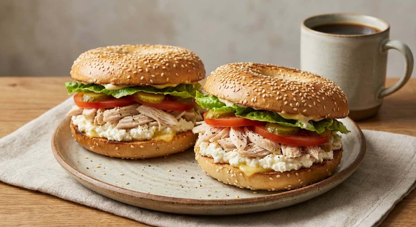 Bagel con Requesón y Pollo