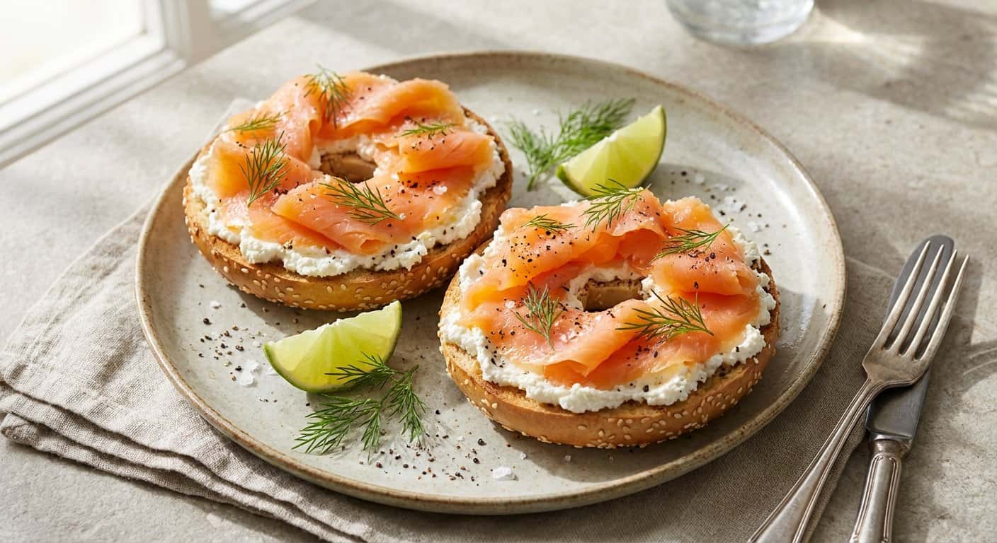 Bagel con Ricotta y Salmón Ahumado