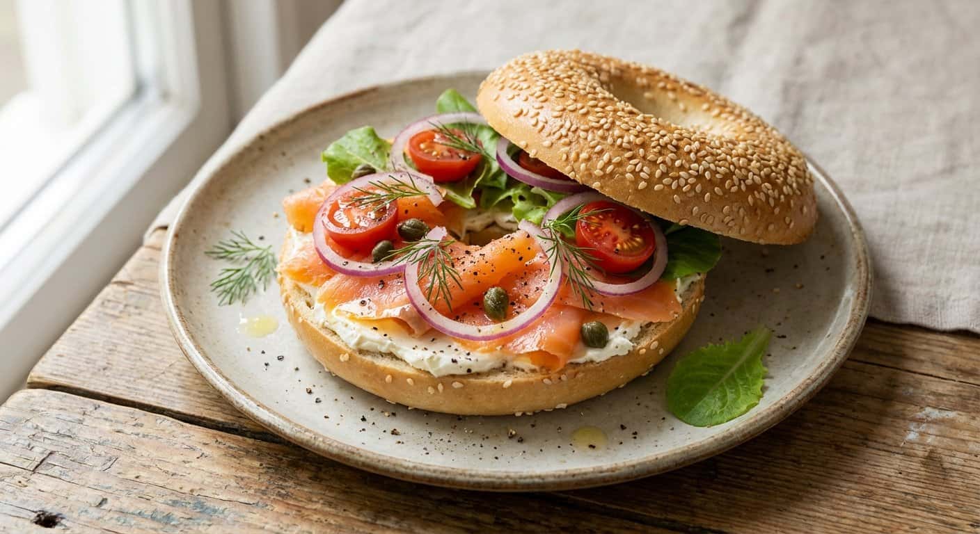 Bagel con Salmón Ahumado y Queso Crema