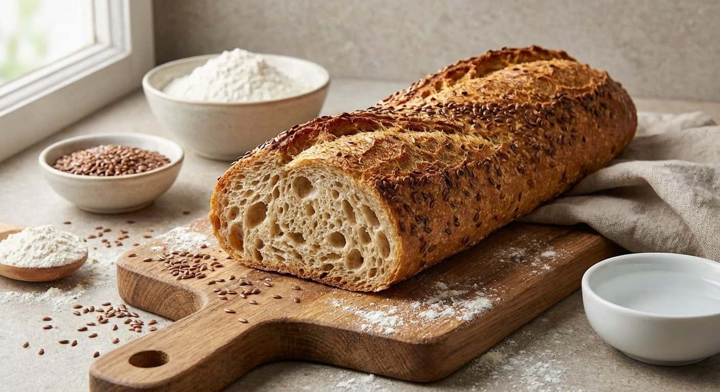 Baguette Alta Hidratación con Semillas de Lino