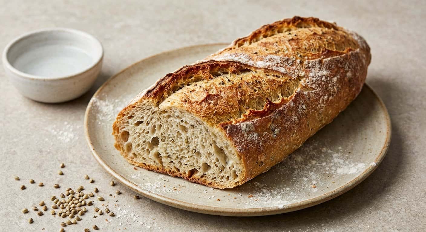 Baguette sin amasado con cáñamo