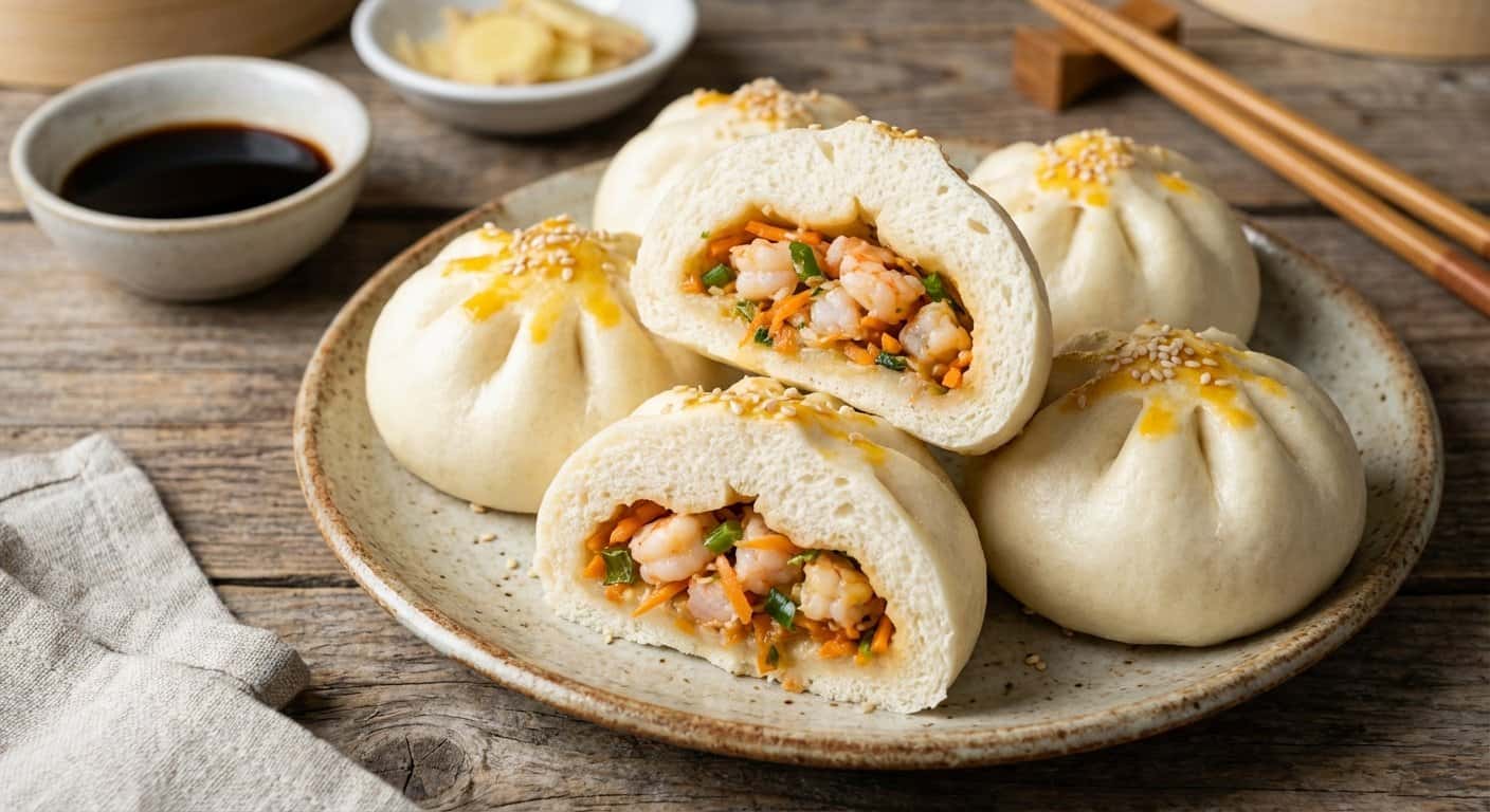 Baozi Cantonesa Rellenos de Gambas y Zanahoria