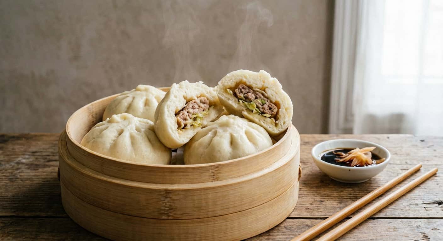 Baozi Pekín rellenos de cerdo y col china