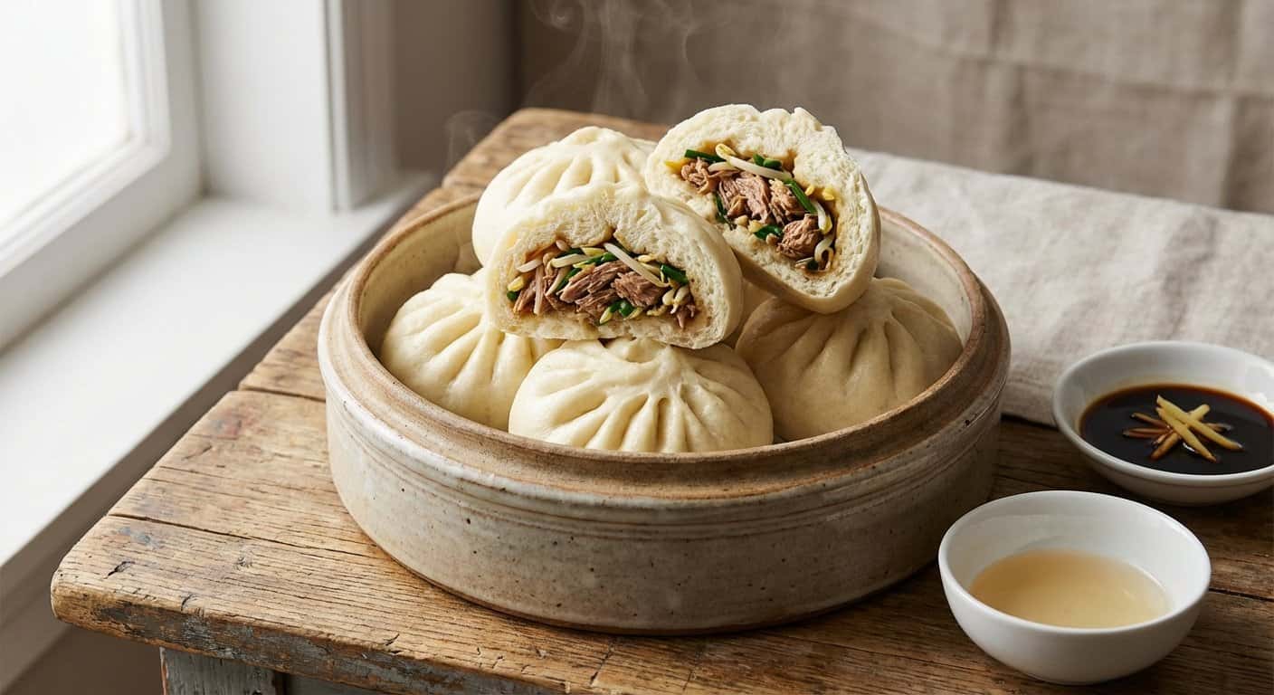 Baozi Yunnan Rellenos de Pato y Brotes de Soja