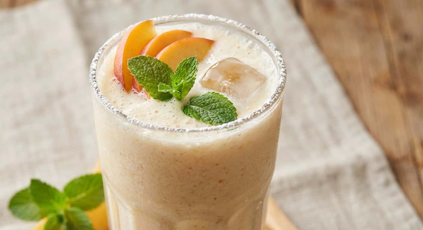 Batido Cremoso de Melocotón y Agua con Gas