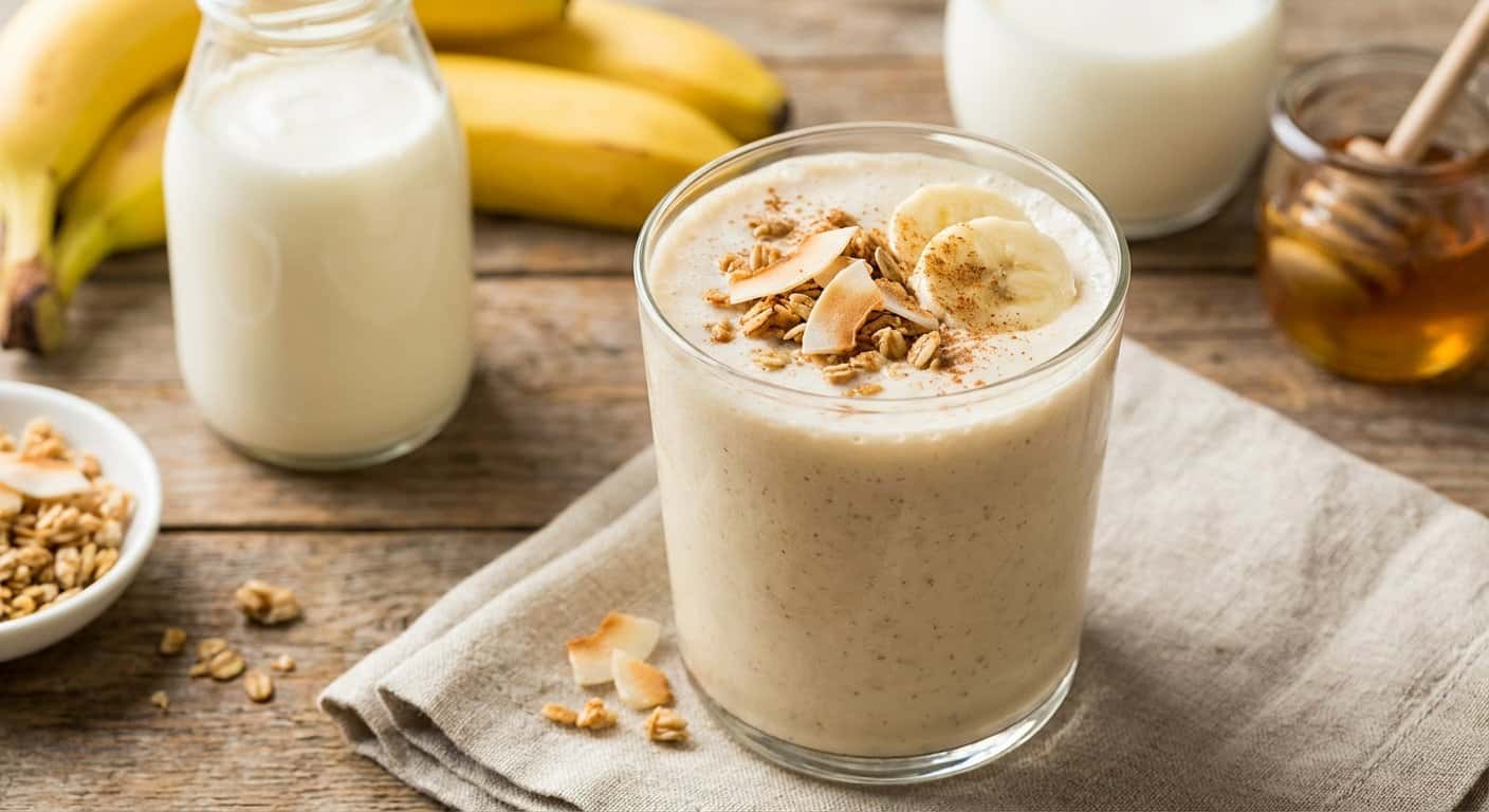 Batido cremoso de plátano y yogur líquido