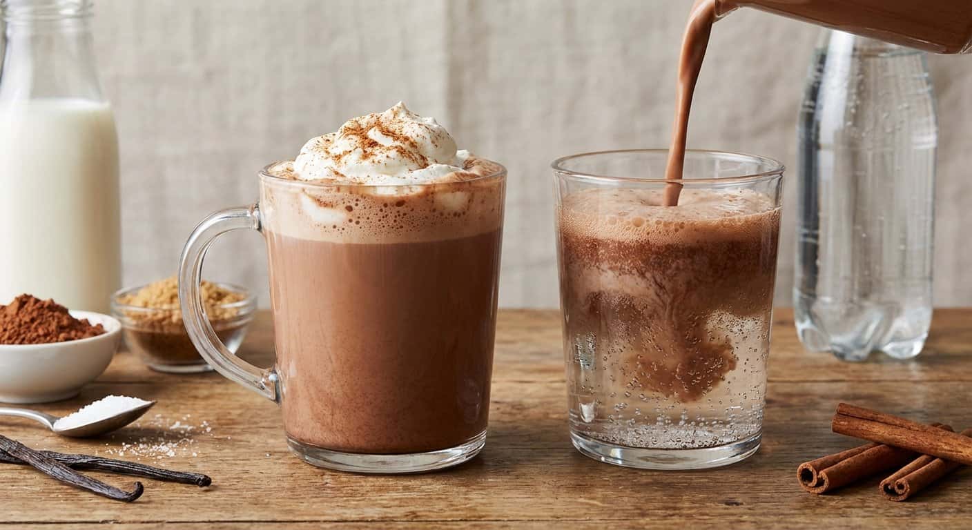 Bebida Caliente de Cacao con Agua con Gas