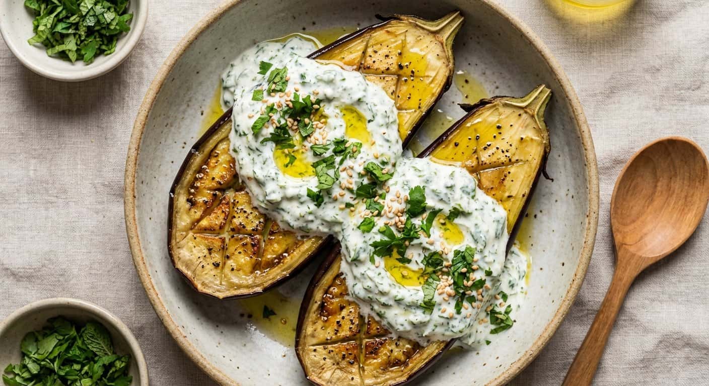 Berenjena en Salsa Cremosa con Hierbas Frescas