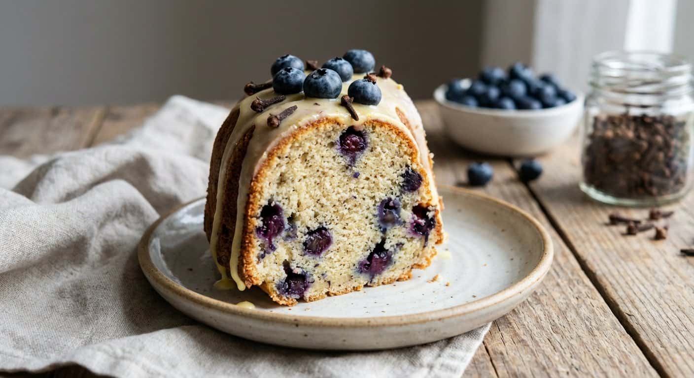 Bizcocho de arándanos con clavo