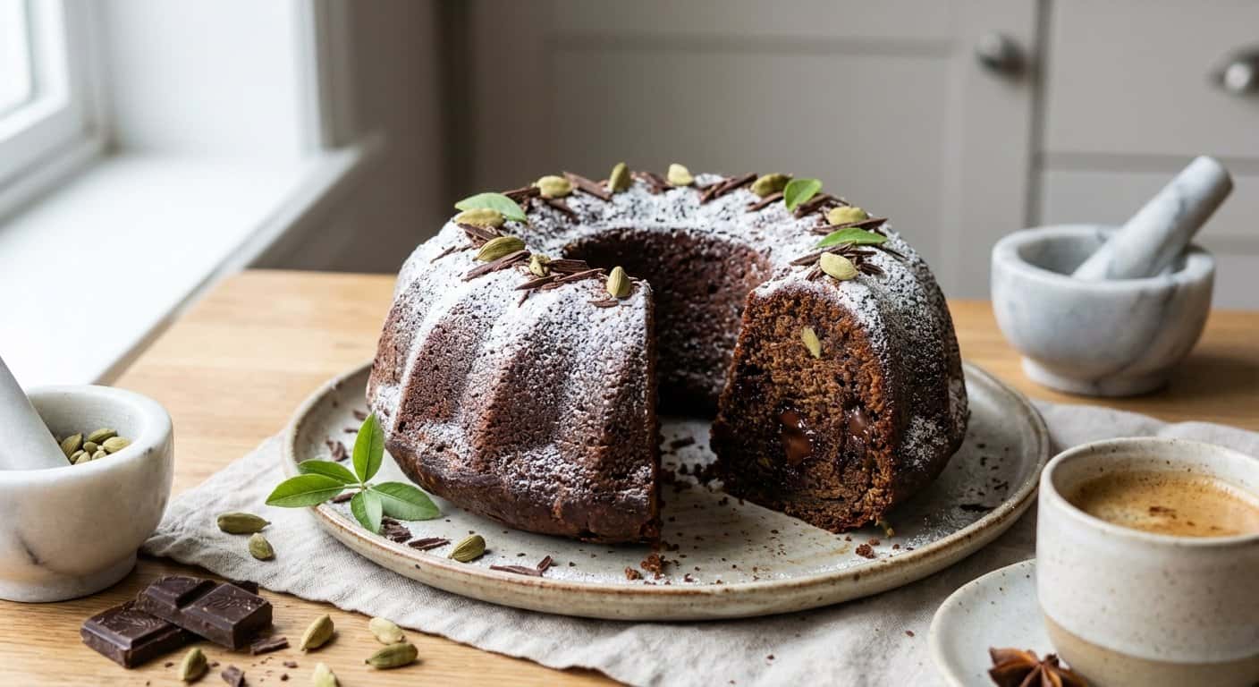 Bizcocho de Cardamomo y Chocolate Negro