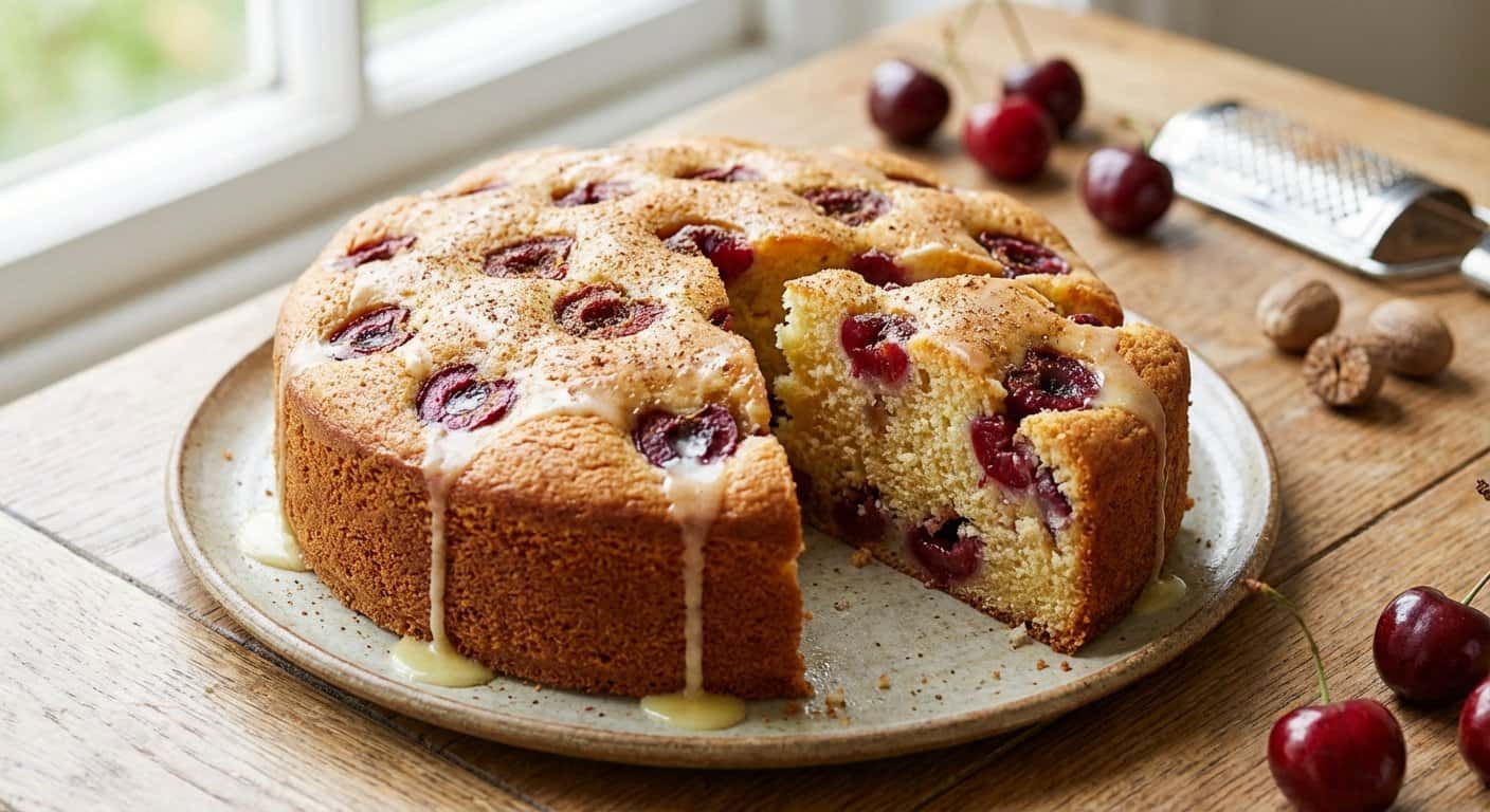 Bizcocho de cereza con nuez moscada