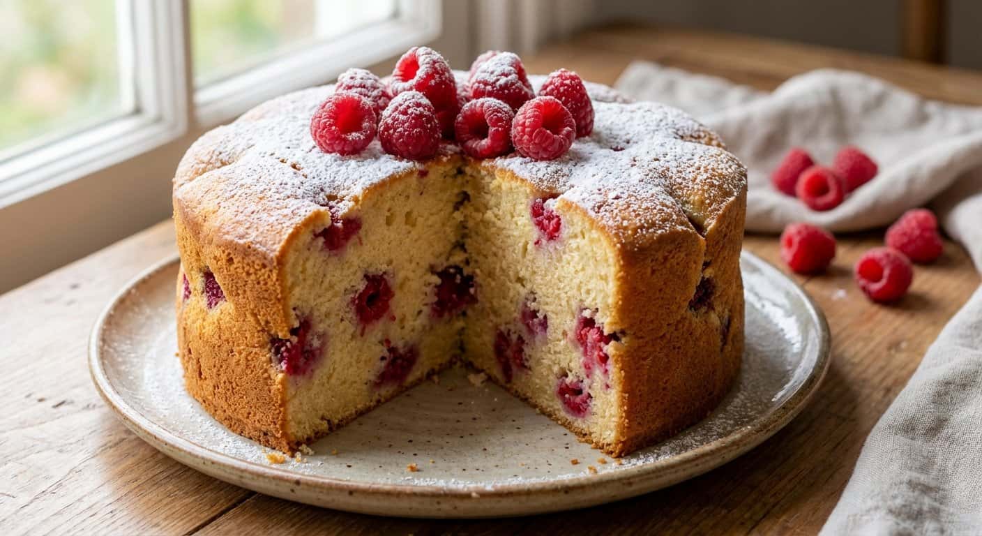 Bizcocho de Frambuesa con Vainilla
