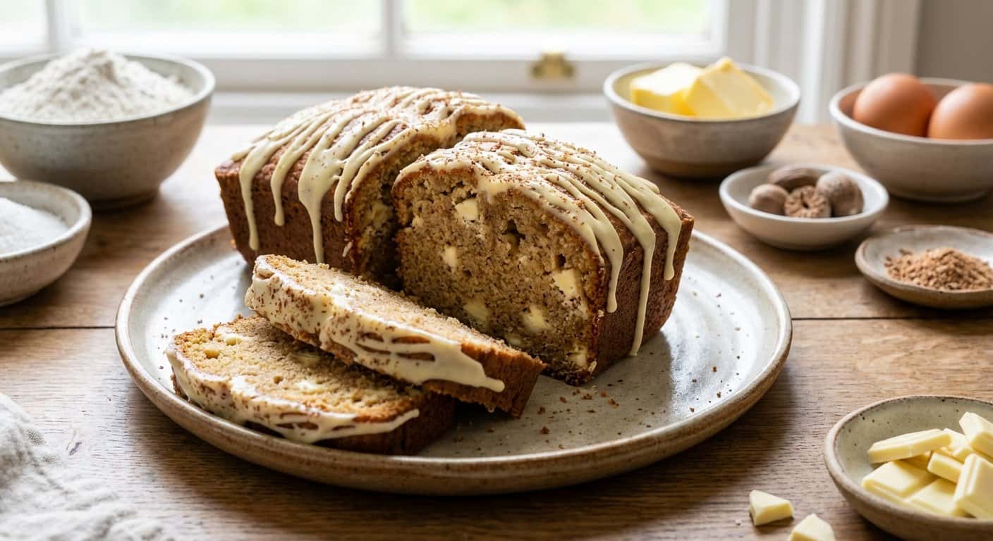 Bizcocho de nuez moscada y chocolate blanco