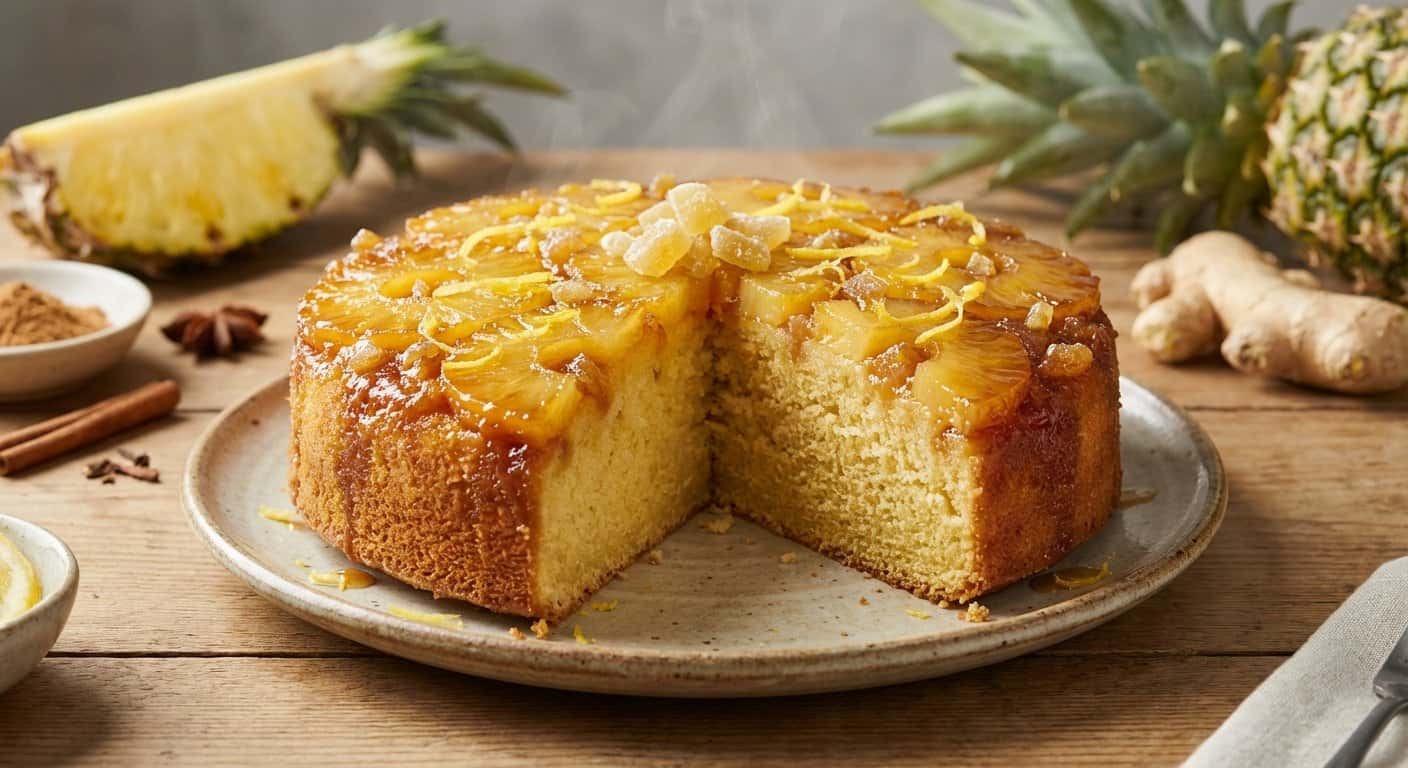 Bizcocho de piña con jengibre