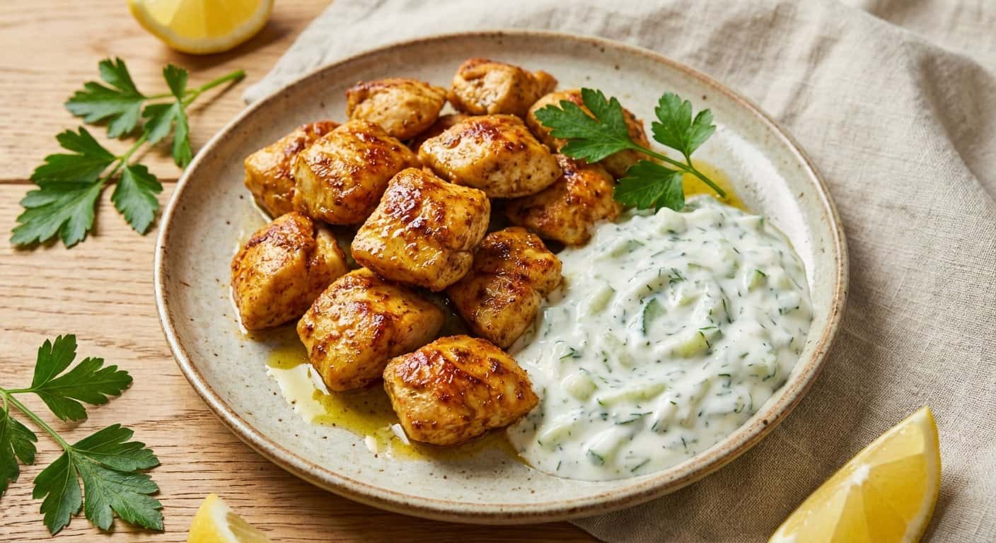 Bocados de pollo al horno con pepino