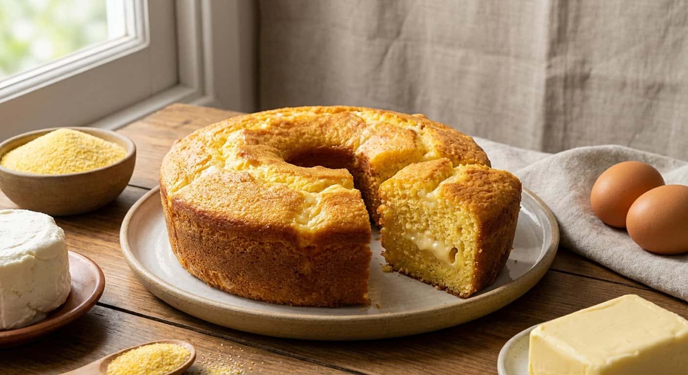 Bolo de Fubá Cremoso con Queso