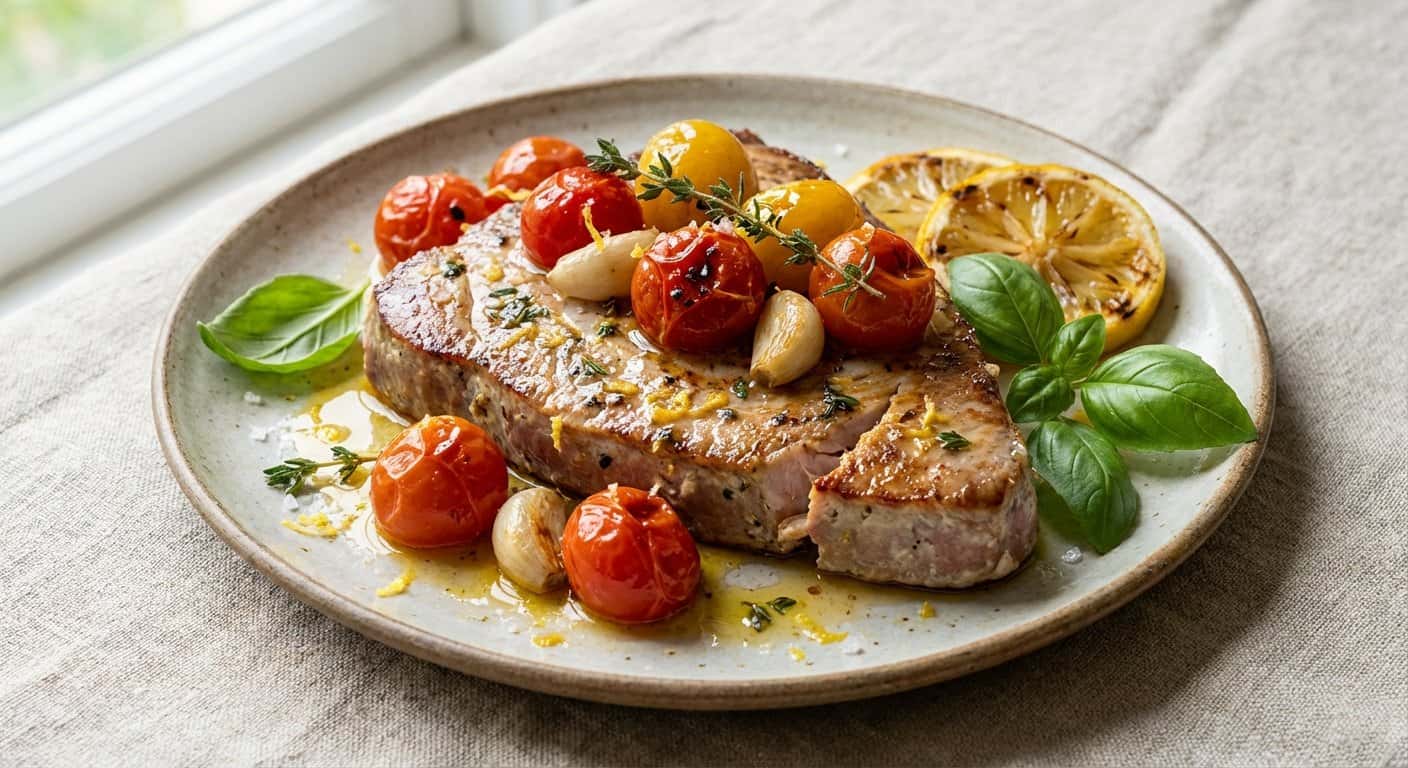 Bonito con Limón y Tomate Confitado