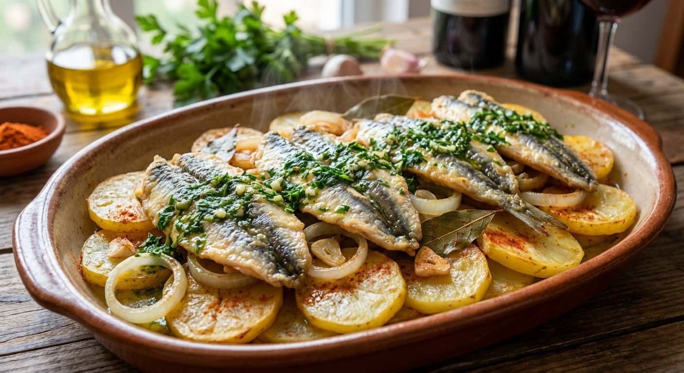 Boquerones en Salsa Verde con Patatas Panadera