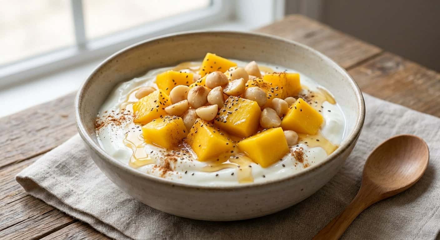 Bowl de Yogur con Mango y Macadamia
