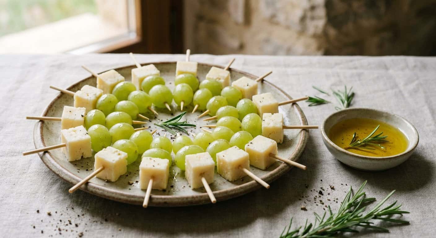 Brochetas de Queso y Uvas