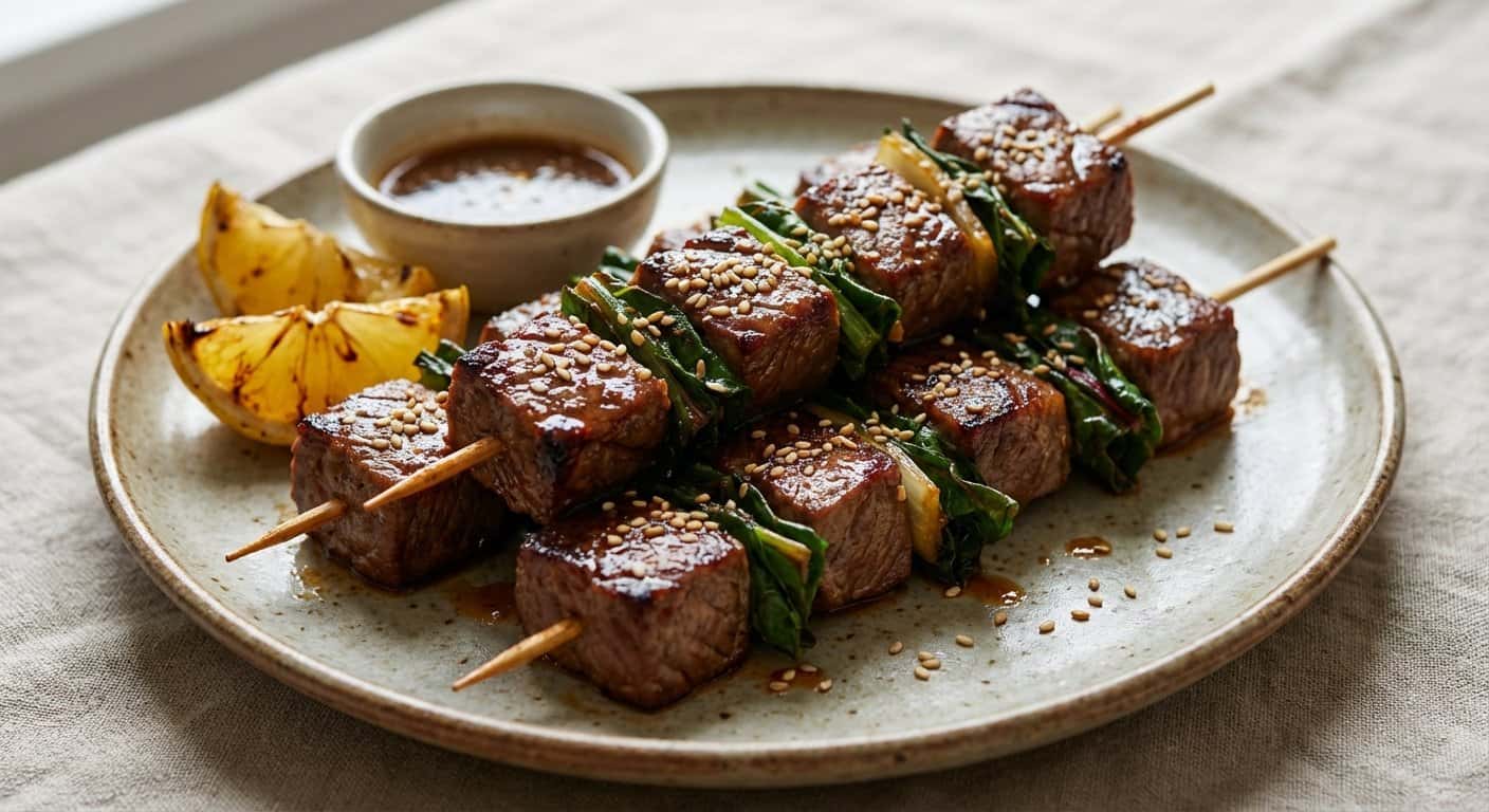 Brochetas de Ternera con Acelgas y Jengibre