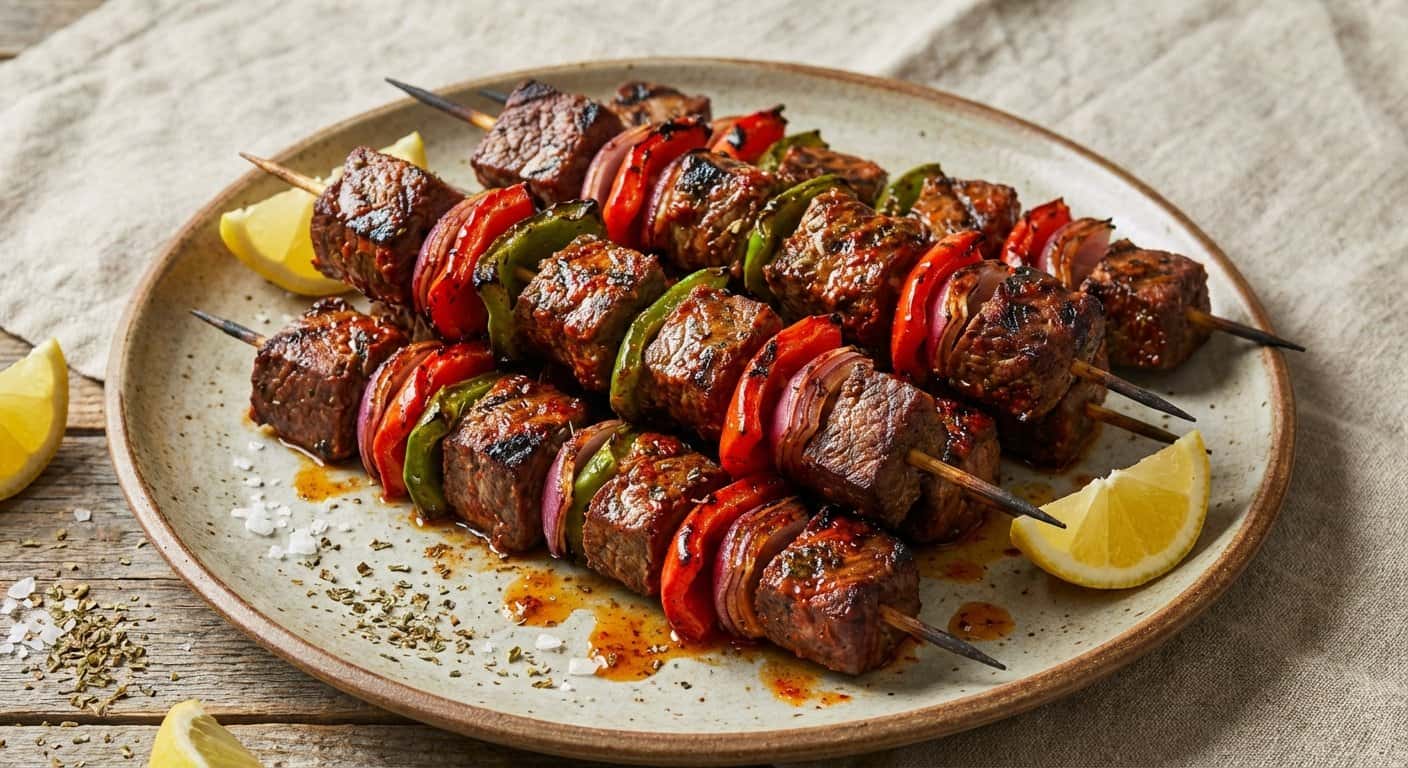 Brochetas de Ternera con Pimientos y Pimentón Dulce