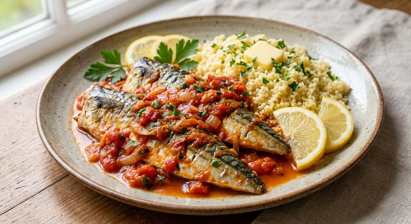 Caballa en Salsa de Tomate con Couscous