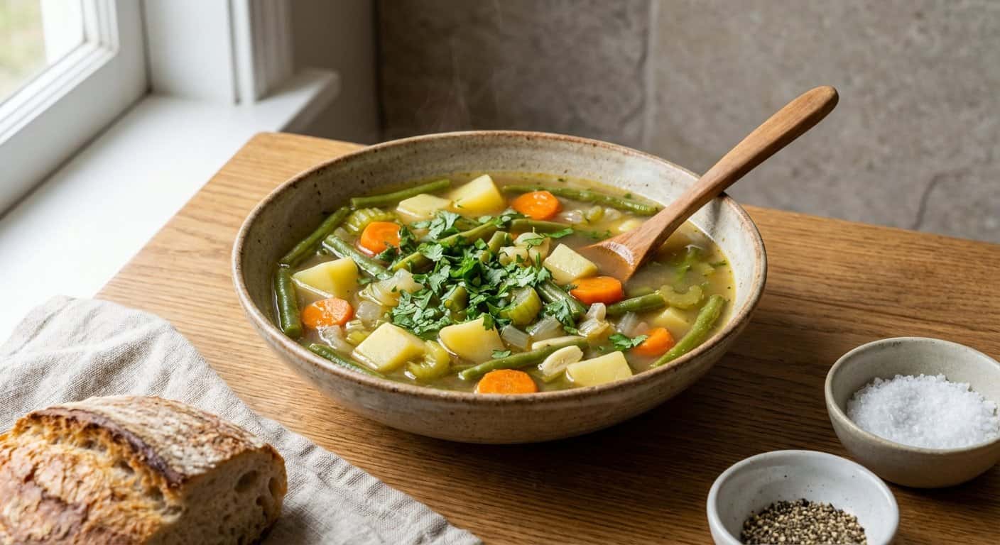 Caldo Reconfortante de Judías Verdes con Cilantro en Slow Cooker