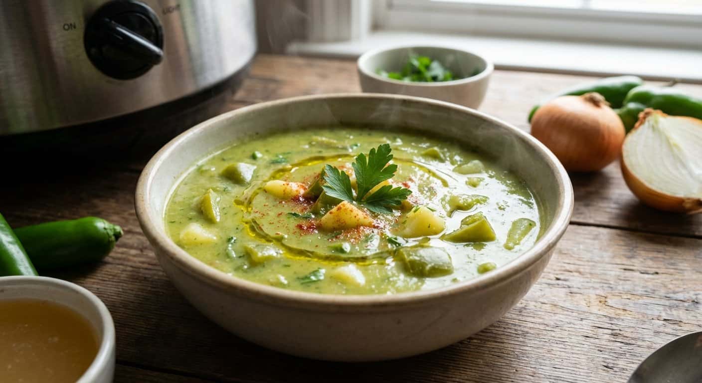 Caldo Reconfortante de Pimiento Verde con Perejil