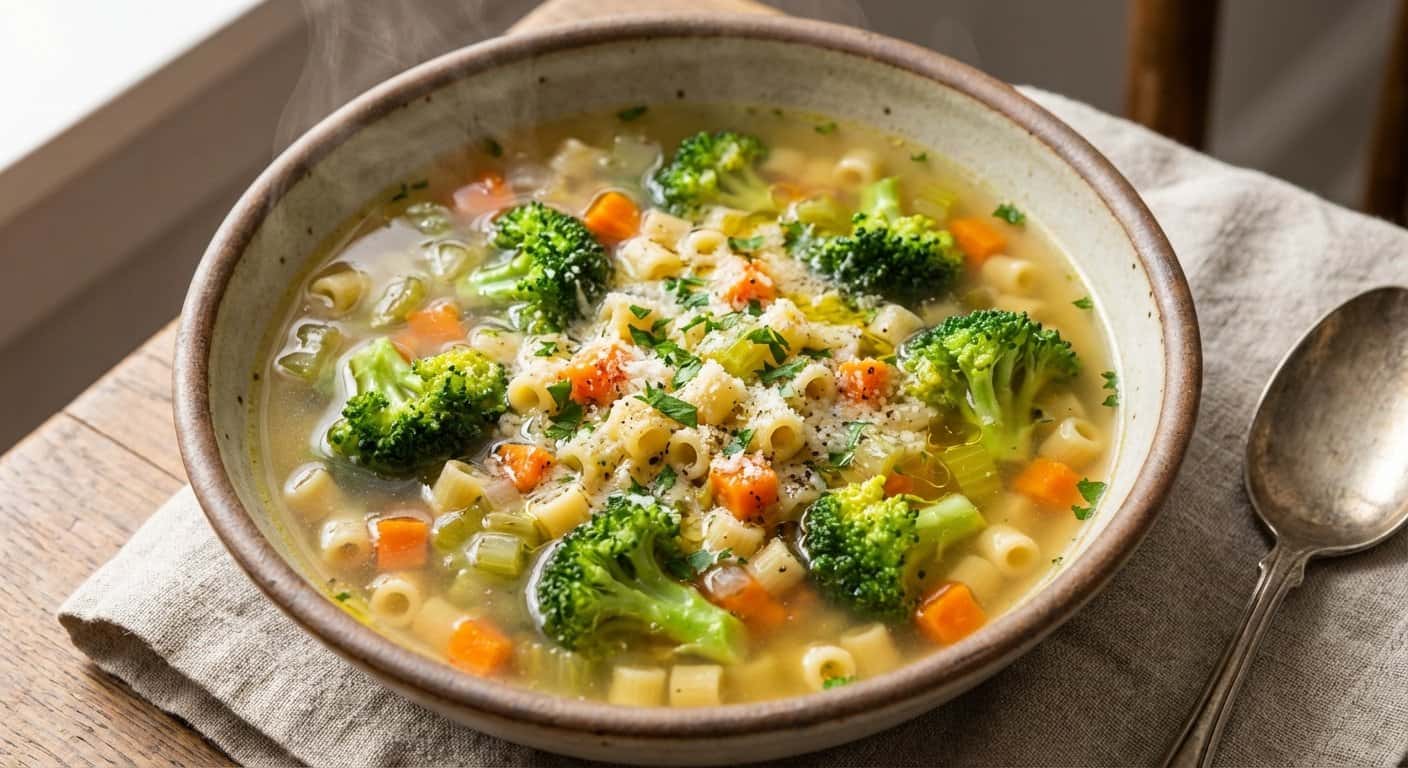 Caldo Suave con Pasta y Brócoli