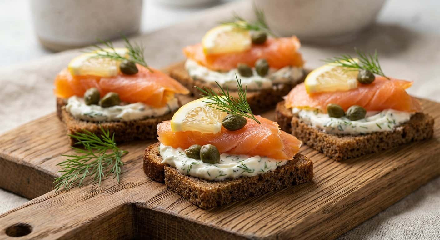 Canapés de Salmón Ahumado y Queso Crema