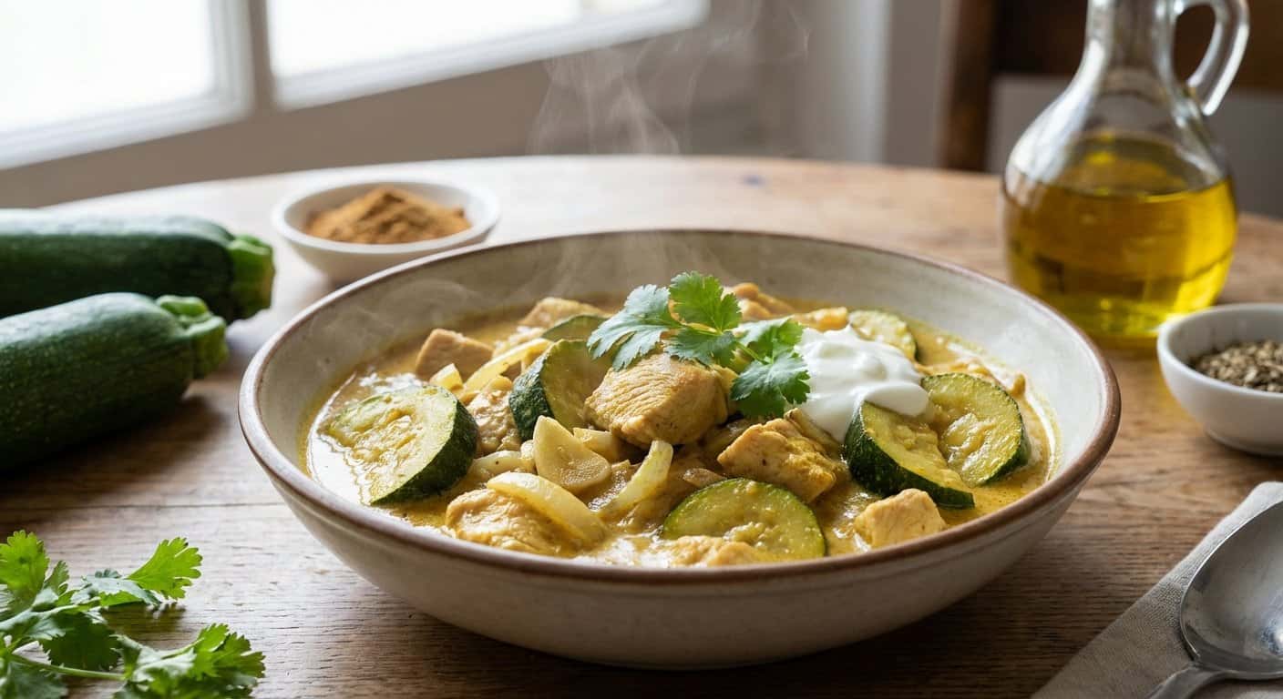 Cazuela de Pavo con Calabacín y Curry en Slow Cooker