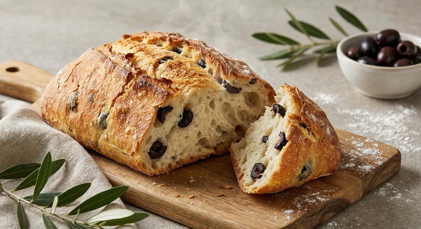 Chapata horneado en olla con aceitunas