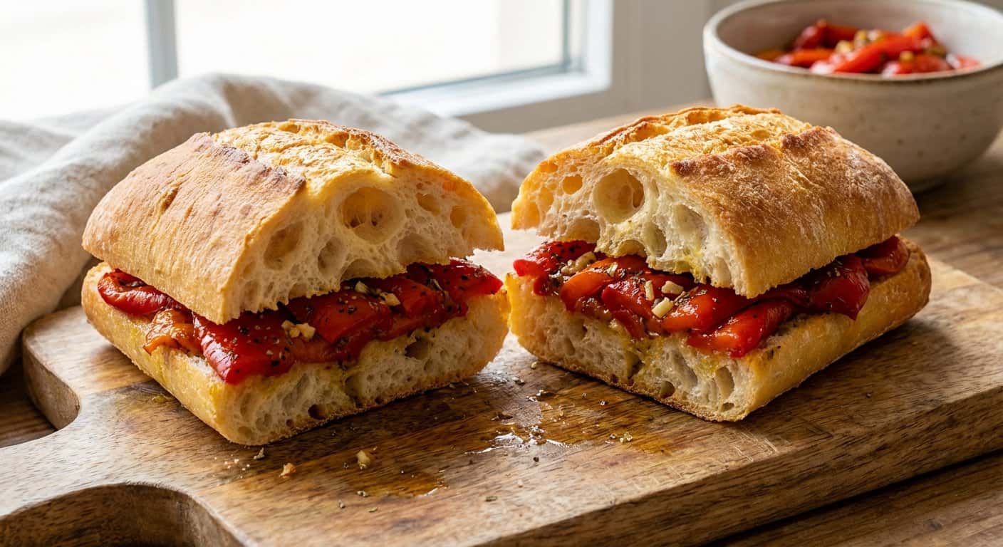 Chapata Rápida con Pimientos Asados