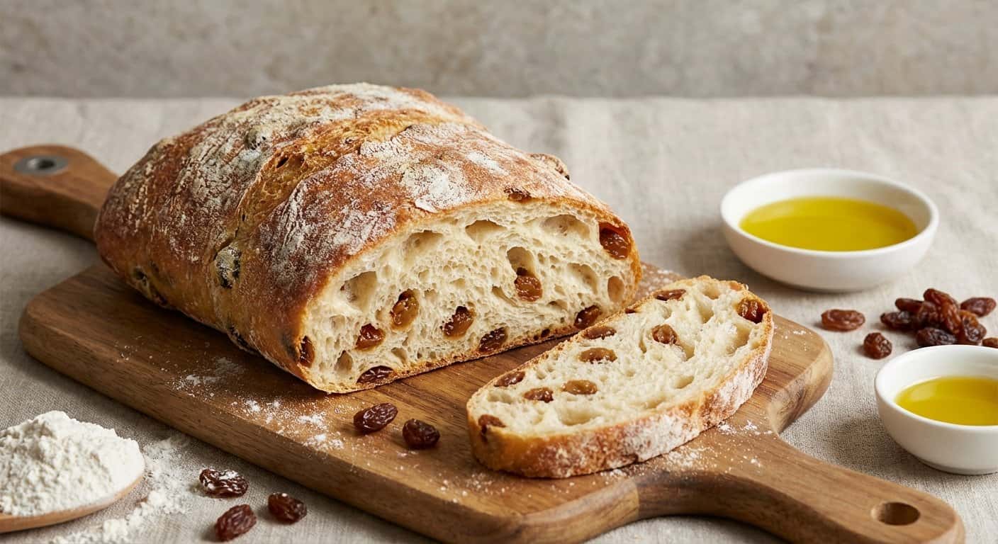 Chapata sin amasado con pasas