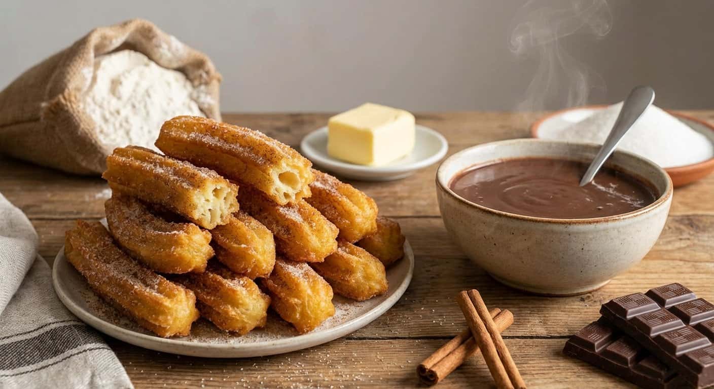 Churros Caseros con Chocolate Caliente